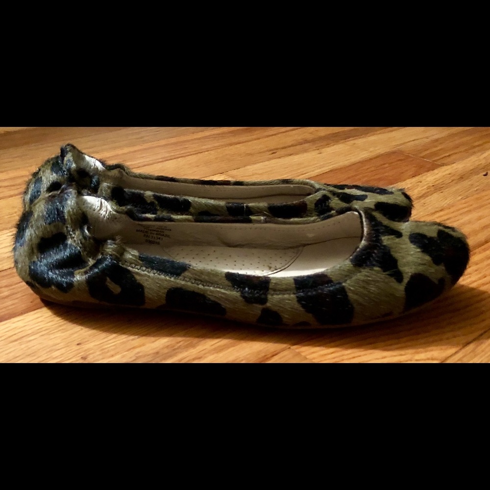 Camo hair on hide ballet flats